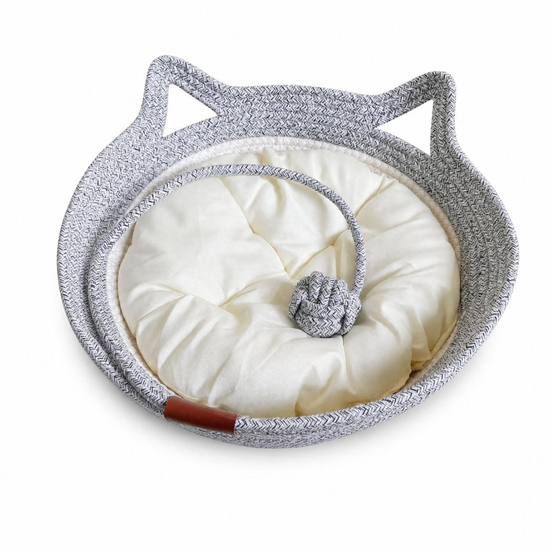 Lit pour chat en corde de coton, lit griffoir pour chat d'intérieur, panier pour chat durable