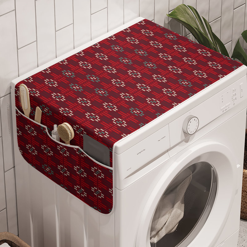 East Urban Home Abstract Washing Machine Organizer Pack of 2 47" x 18.5" Ruby Teal