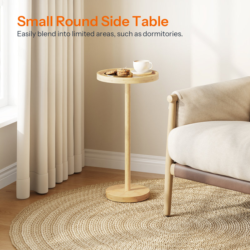 Table de bout ronde en bambou, Naturel