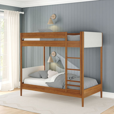 Lit superposé simple au-dessus de simple avec tête de lit tapissier Kish