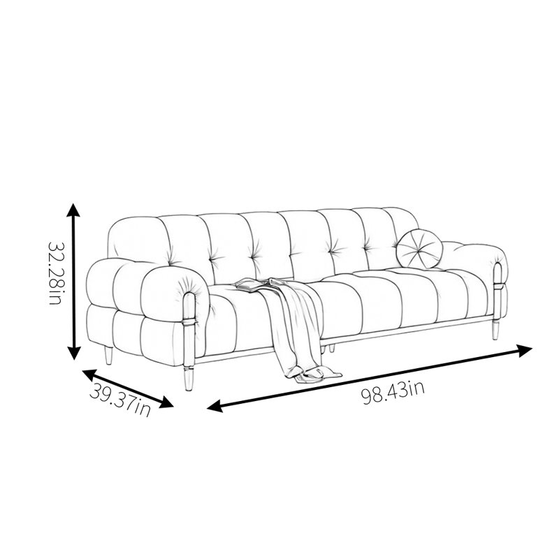 Canapé American Retro, H 32,28 po x l 98,43 po x P 39,37 po