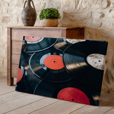 Canvas A Vibrant Close Up Composition Of Overlapping Vinyl Records Showcasing Wall Art A Rich Variety Of Textures And Colors The Scene Canvas Wall Art