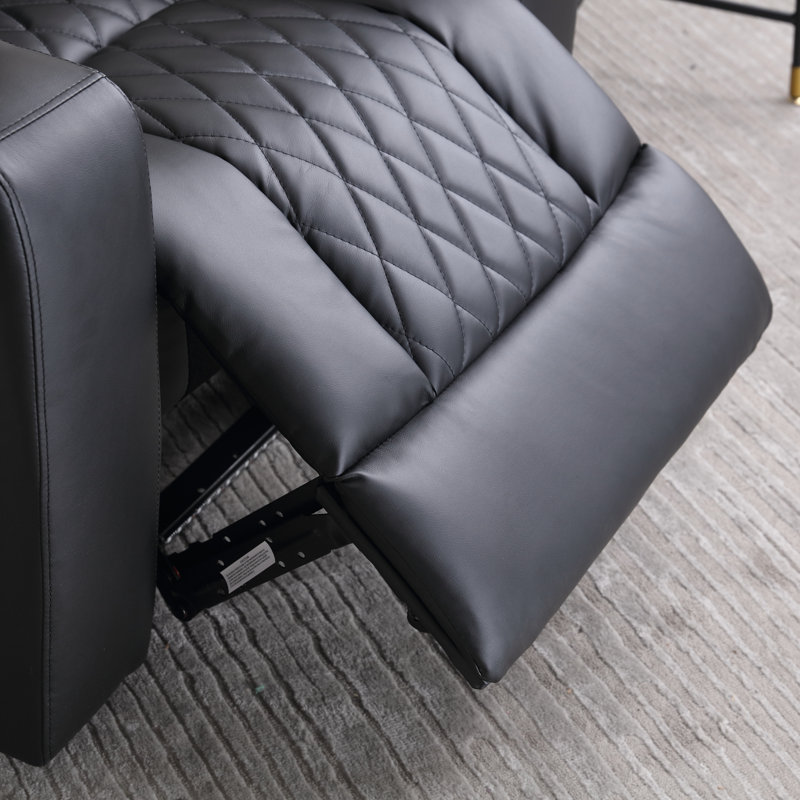 Fauteuil de cinéma maison inclinable électrique de 34,6 po de largeur avec rangement pour accoudoirs, deux porte-gobelets, port de charge USB et éclairage ambiant