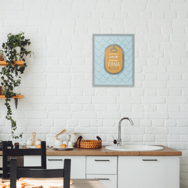 Giclée encadrée de thon nautique, design par Sandra Picco, H 14 po x l 11 po, Estampe numérique Farmhouse