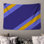 Tapisserie murale rayures bleues et jaunes