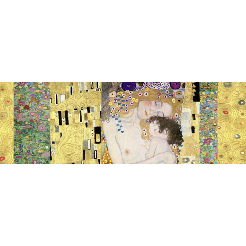 The Three Ages Of Woman Deco Panel by Gustav Klimt - Wrapped Canvas Painting, 35cm H x 100cm W x 4cm D