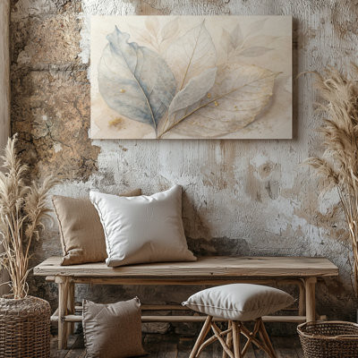 Neutral Toned Leaf Elegant Botanical For Living Room Decor Canvas Wall Art Print For Living Room, Bedroom, Office, Hallway, Entryway, Gallery Wall And Modern Home Decor