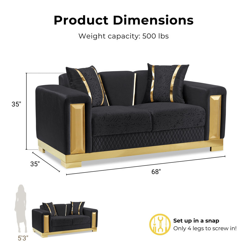Milthon 2-Piece Sofa Set, Black