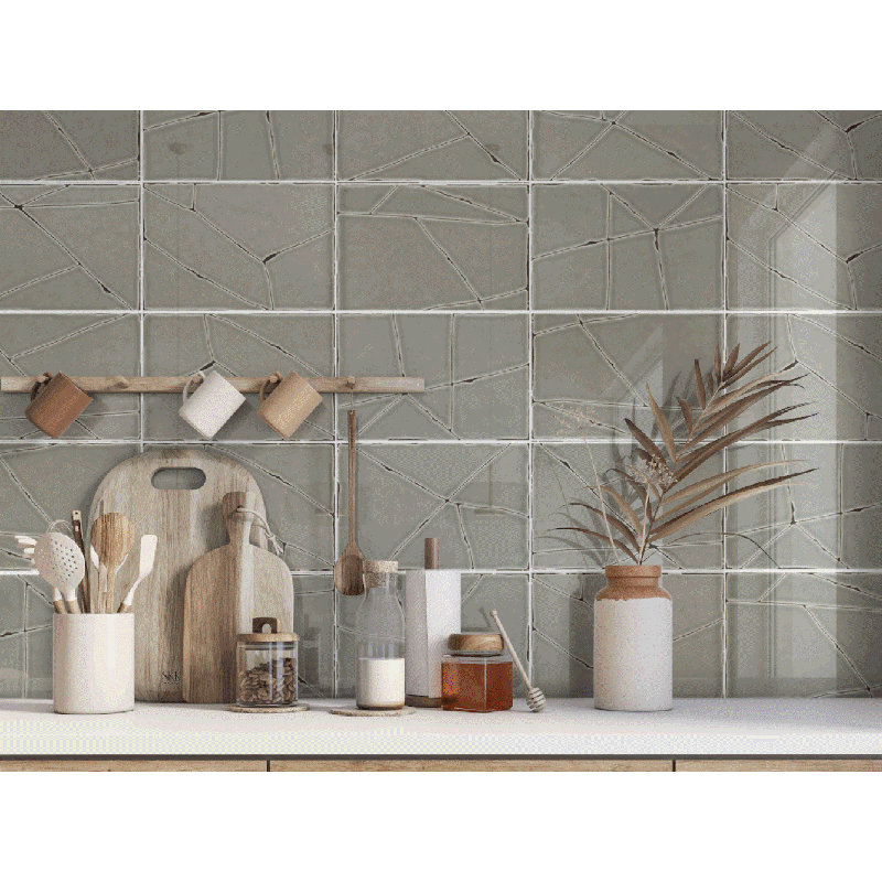 Mori 8 in. x 12 in. Linear Glossy Porcelain Tile, Gray