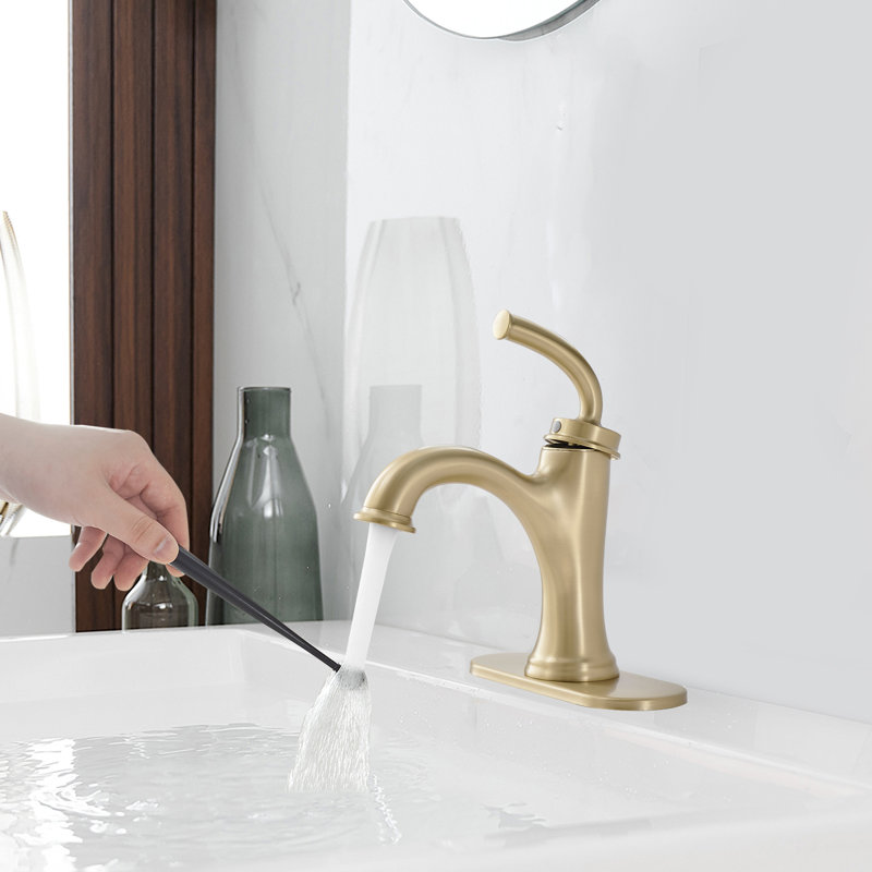 Single Handle Bathroom Faucet, Brushed Gold