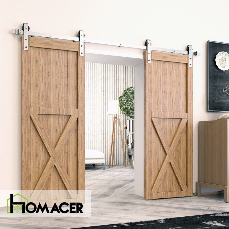 Brushed Nickel Classic Design Non-Bypass Single Track Two Door Hardware Kit, 48 in.