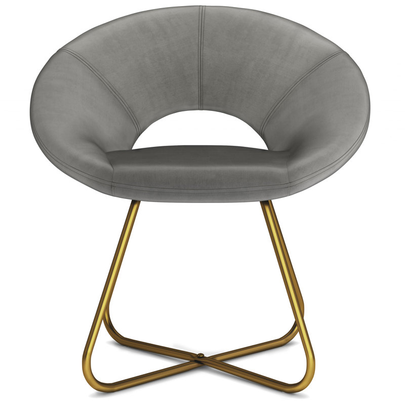 Chaise d'appoint contemporaine rembourrée en velours l 25 po Barrett avec dossier courbé et base en métal doré
