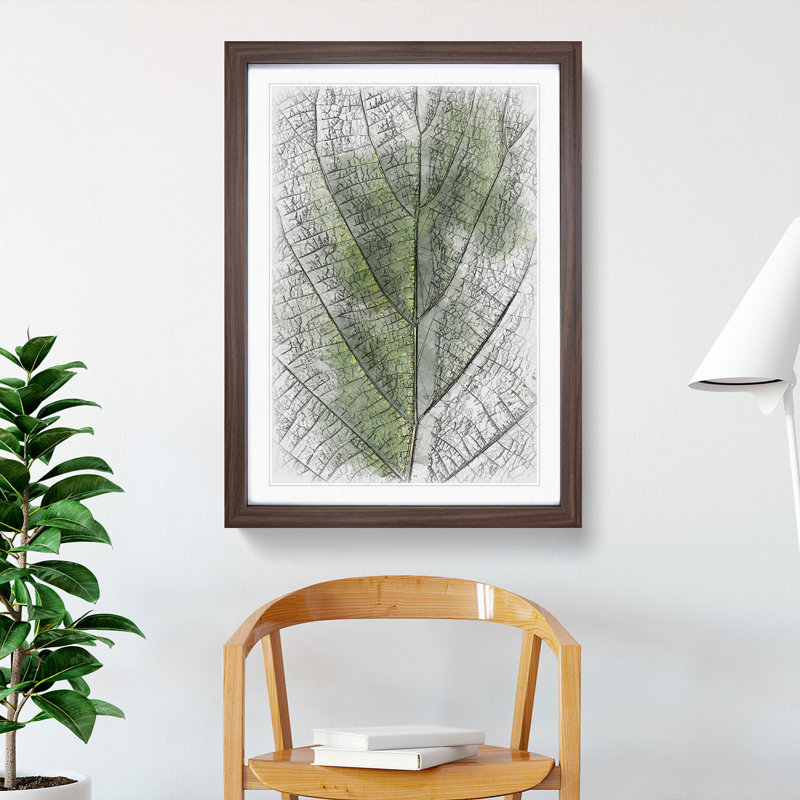 Leaf Pathways - Single Picture Frame Painting on MDF, Walnut Framed, 87cm H x 62cm W x 2cm D