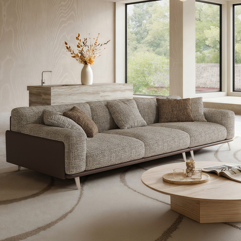 Canapé 102,36 po en lin et coton gris minimaliste, 2, H 32,28 po x l 102,36 po x P 39,37 po