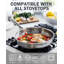 Poêle à frire en acier inoxydable 12 po avec couvercle, poêle de cuisine Everok Wok de tous les jours, poignée Stay-Cool, batterie de cuisine compatible avec induction, va au lave-vaisselle