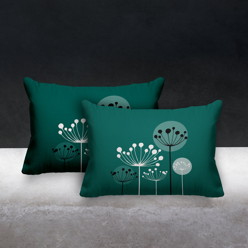 Polyester / Mélange de polyester Housse de coussin rectangulaire intérieure / extérieure lombaire et insert, Émeraude