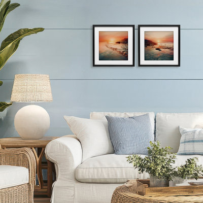 Warm Sunset Melodies 2pc Framed Print Under Glass Set, design by Lazar Studio