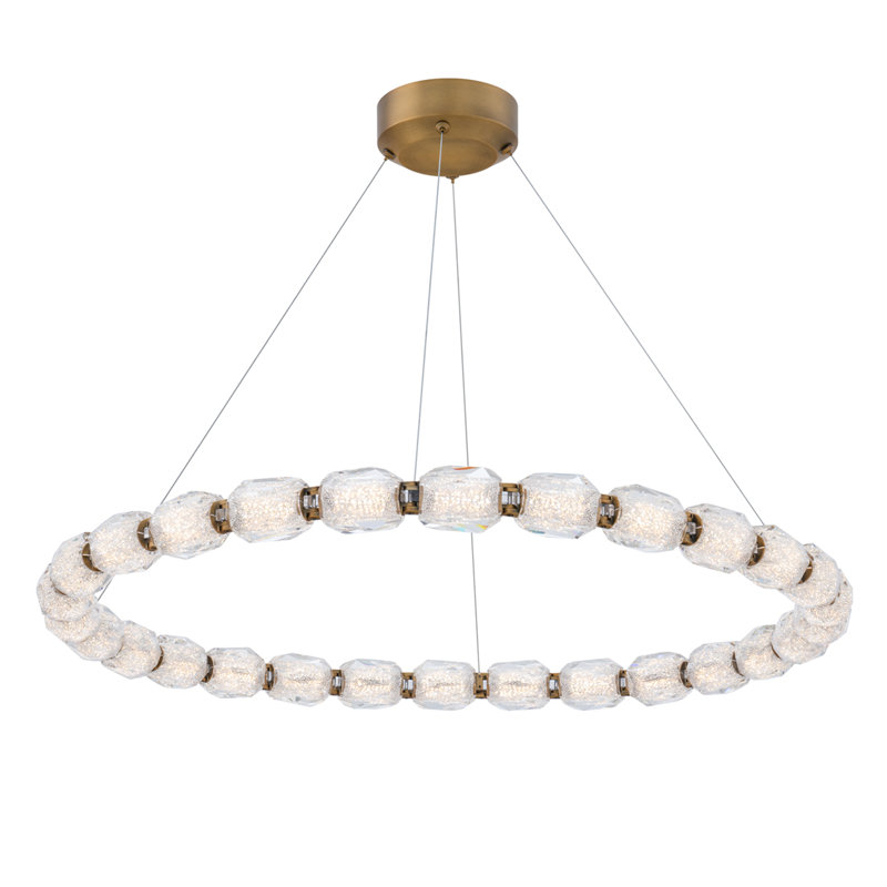 Seduction 28 Light Crystal LED Pendant, Aged Brass