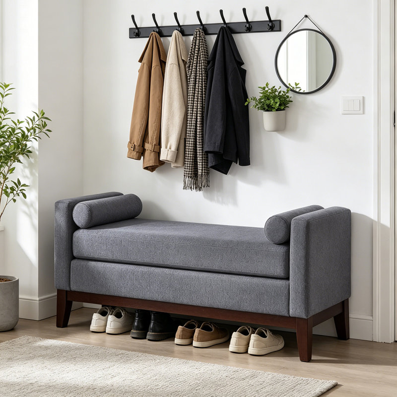 Banc rembourré Boucle, Gris clair