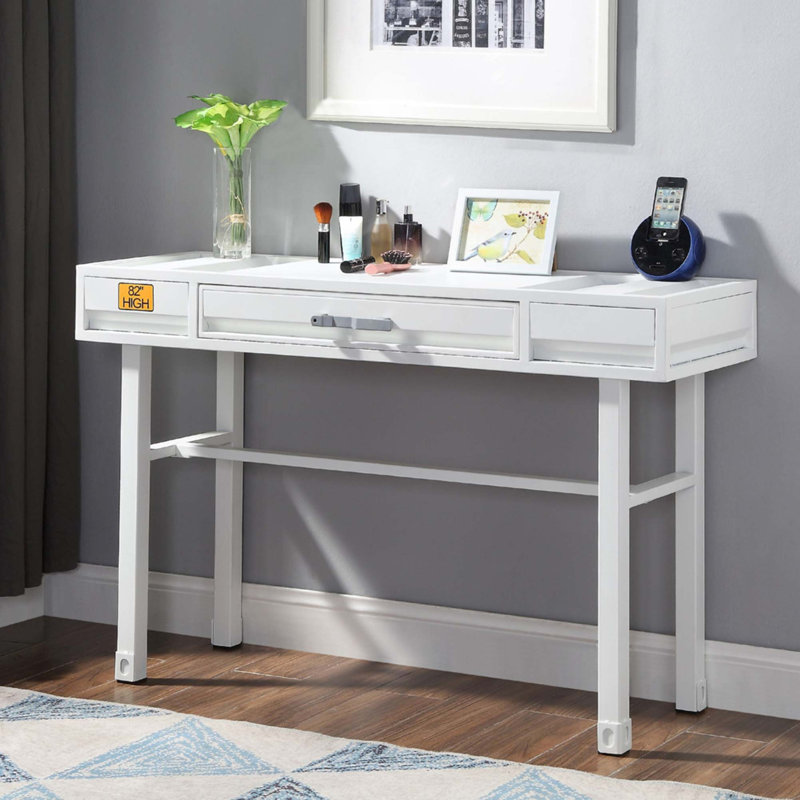 Bureau de meuble-lavabo en métal avec un tiroir, Blanc