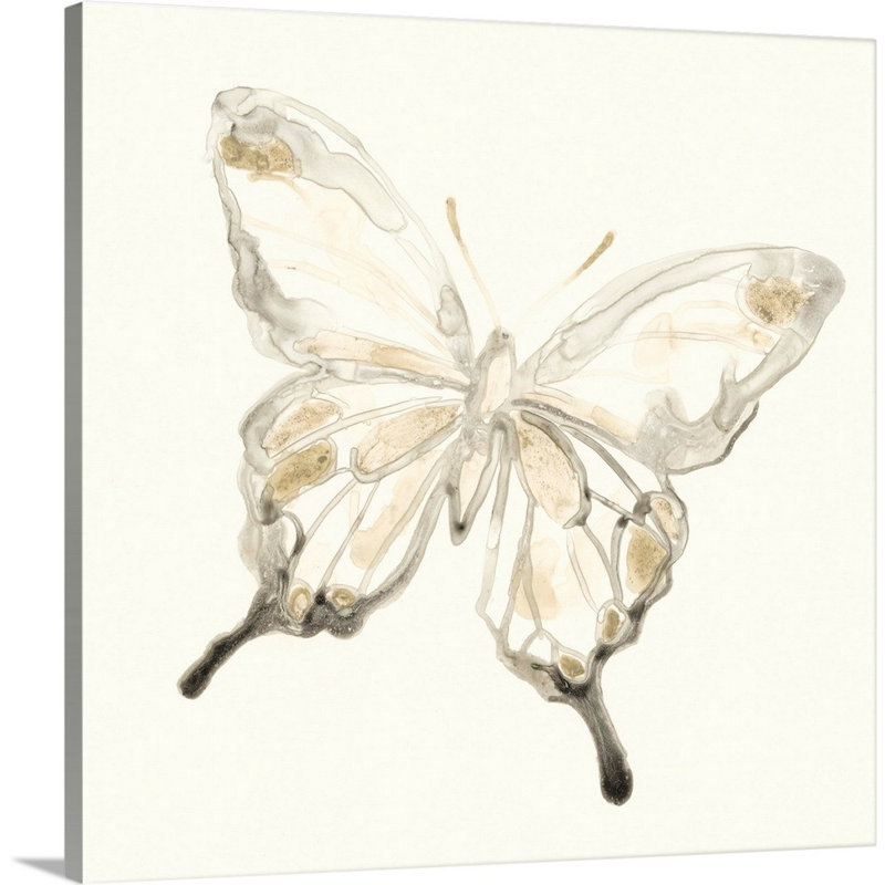 «Sepia Butterfly Impressions IV» par Vess June Erica, reproduction d'art sur toile, Toile tendue, H 24 po x l 24 po x P 1 po
