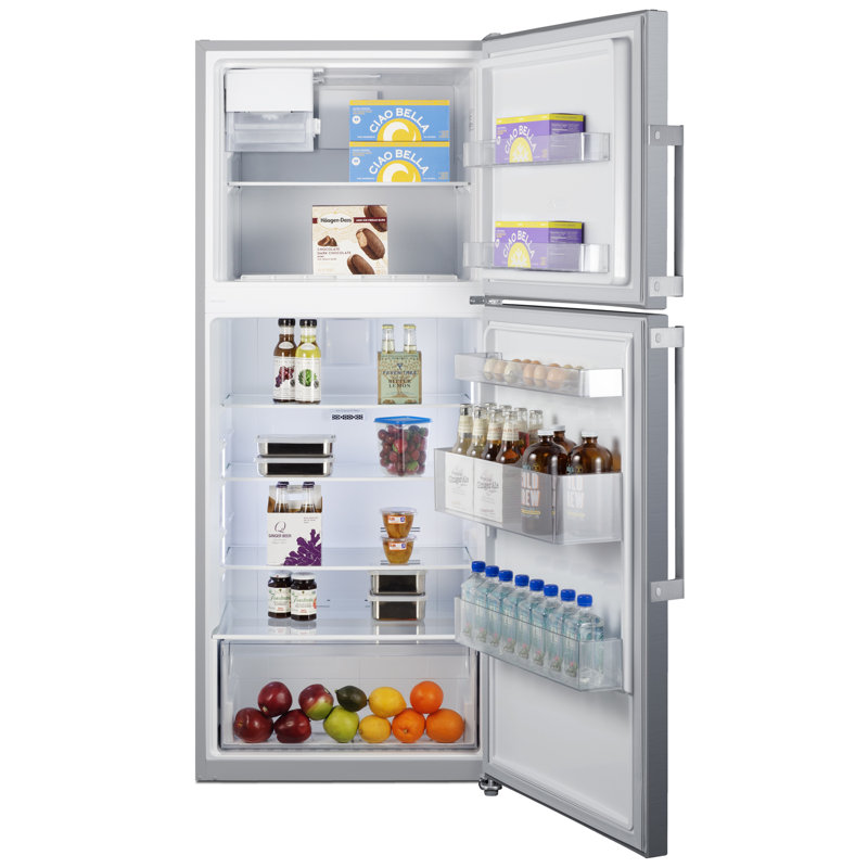 Summit Appliance 28" Wide Top Mount Refrigerator-Freezer With Icemaker, Right Handed