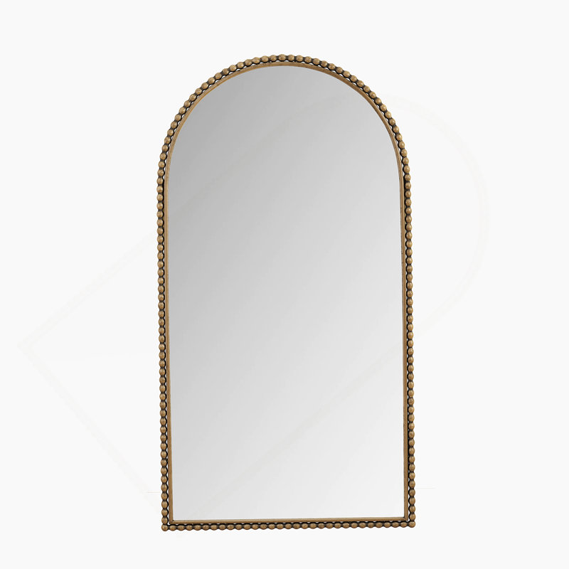 Iron Arch Retro Full Length Mirror With Supporting Feet, For Living Room, Bedroom (Gold), 65.75" x 35.43", Brown