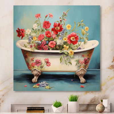 «Bathaign with Blossoming Red and Yellow Tulips I», reproduction sur toile