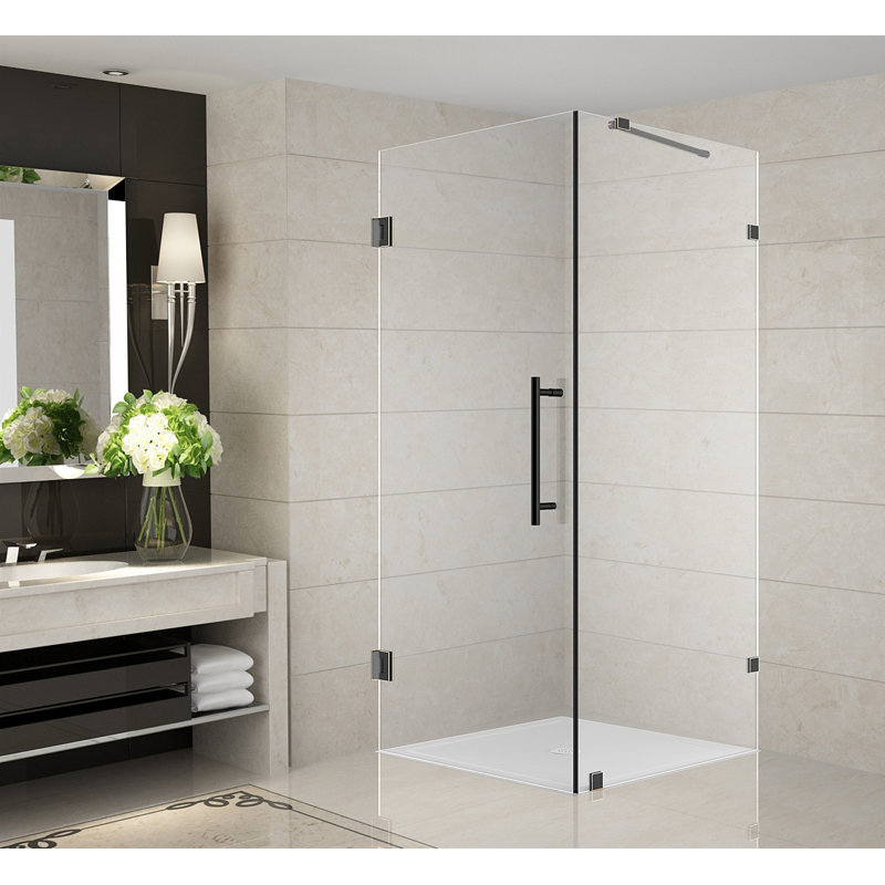 Cabine de douche carrée à charnière 32 po x 72 po Aquadica, 34 po x 72 po, Chrome