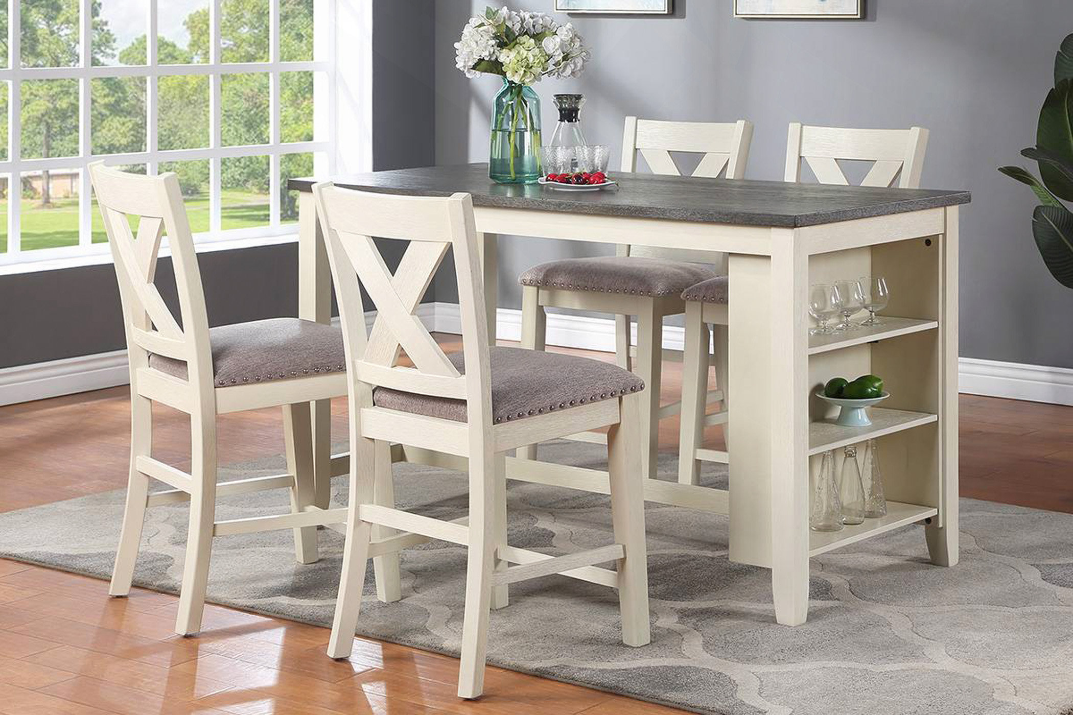 Gracie Oaks Modern Contemporary 5Pc Counter Height High Dining Table W ...