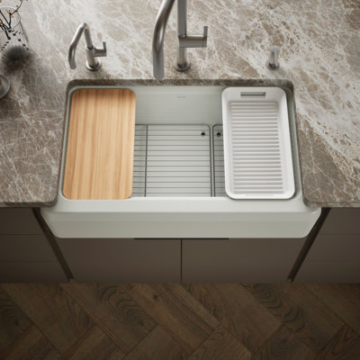 Riverby 35-3/4" undermount single-bowl farmhouse workstation kitchen sink