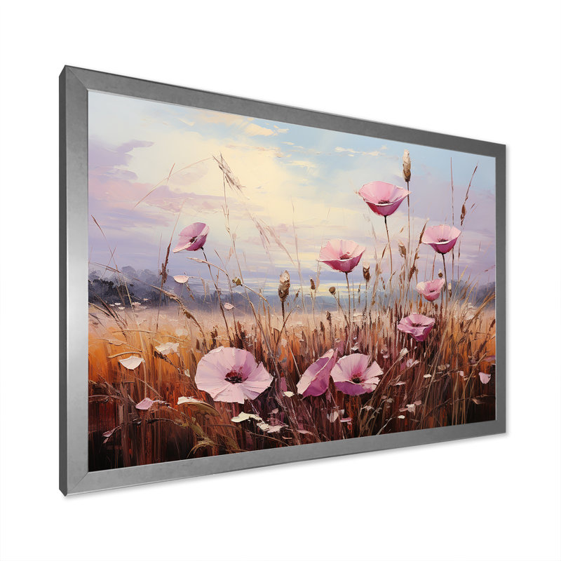 «Bloomed Flower Horizons II» sur toile, Cadre simple argenté, H 12 po x l 20 po x P 0,5 po