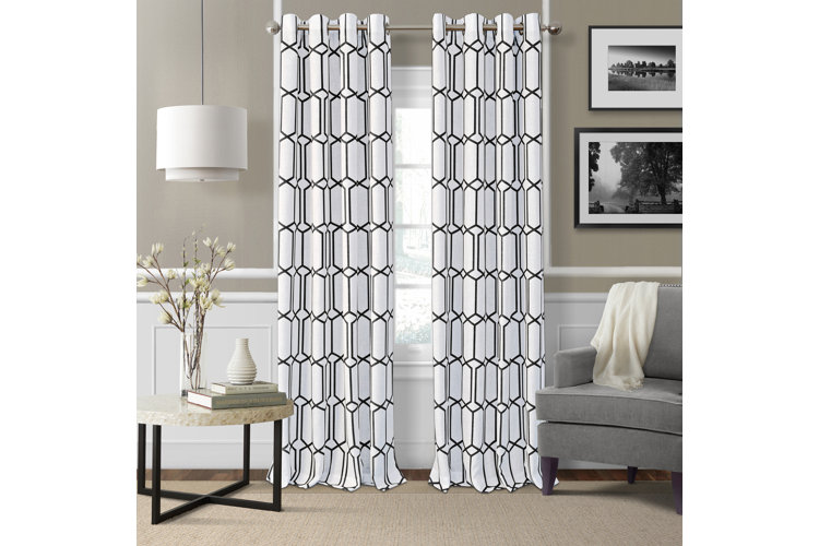 Albesa Geometric Room Darkening Thermal Grommet Single Curtain Panel