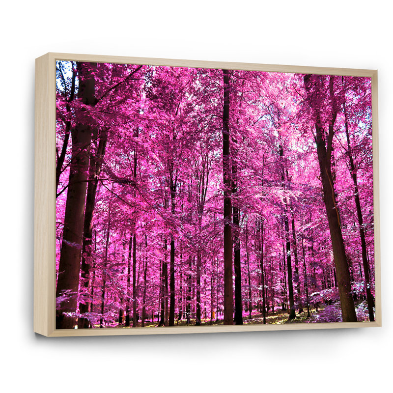 Rose et mauve, fantaisie, paysage de forêt - œuvre d'art traditionnelle sur toile, H 8 po x l 12 po x P 1 po