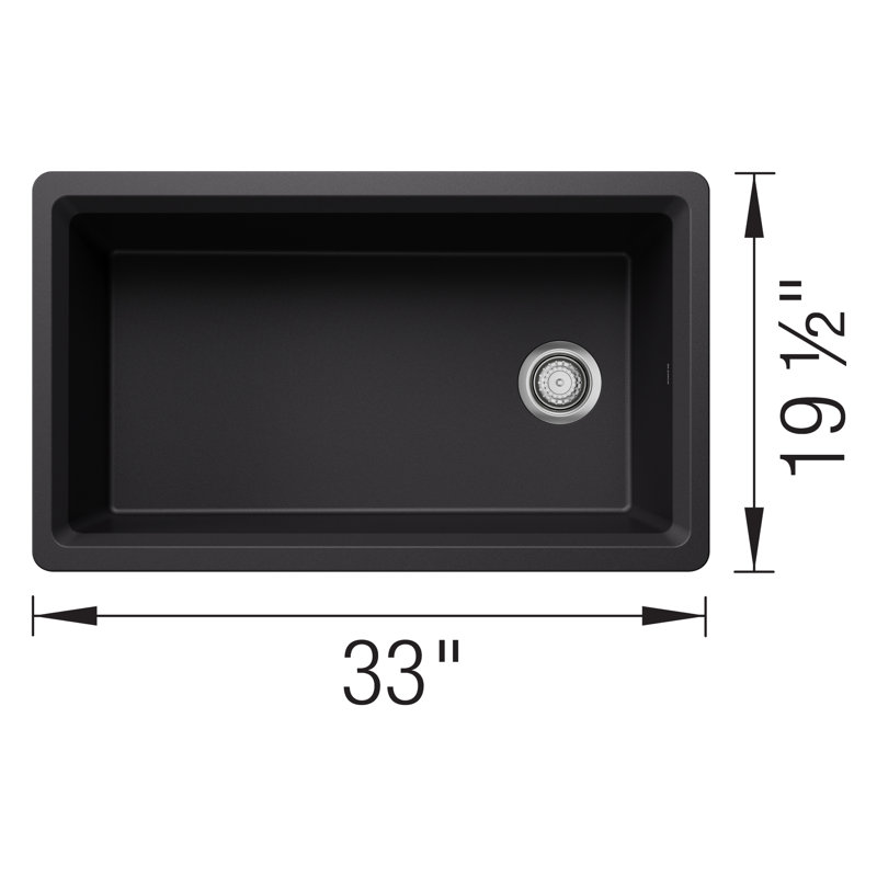 Inteos SILGRANIT 33" Single Bowl Reversible Undermount Workstation Kitchen Sink, Coal Black