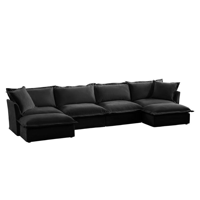 Canapé modulaire en U à housse Allendale, Chenille verte,  34.6" H x 156.6" W x 55" D