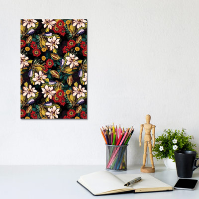 Japanese Floral Pattern by Burcu Korkmazyurek - Wrapped Canvas Painting