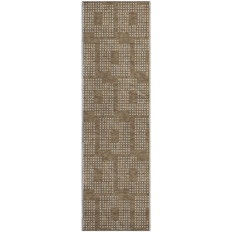 Premium Machine Washable Prisco Brown Rug, Runner 2'3" x 7'6"