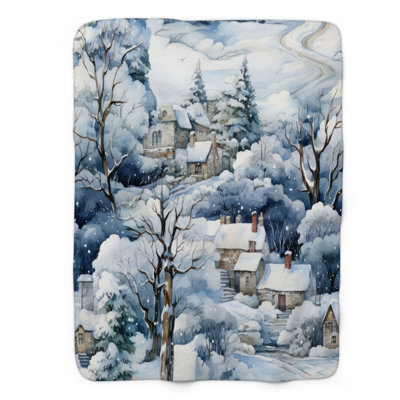 Couverture en sherpa de qualité supérieure 1 pièce Snowy Wonderland