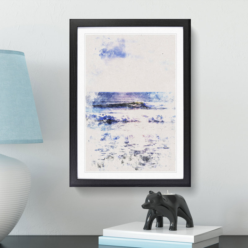 Surfing in Rhode Island - Picture Frame Graphic Art, Black Framed, 63cm H x 45cm W x 2cm D