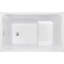 Baignoire autoportante en acrylique avec siège: forme rectangulaire spacieuse, finition blanc brillant, trop-plein chromé et bonde escamotable