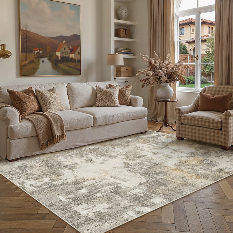 Tapis abstrait moderne Arden, Brown, Rectangle 6'3" x 8'6"