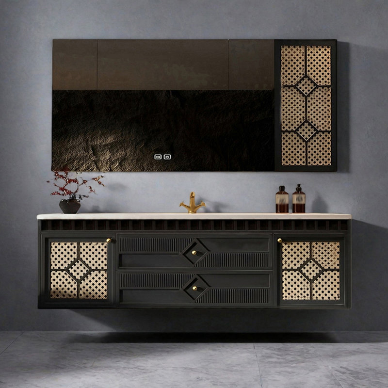 Armoire de salle de bain style français, H 21,65 po x l 62,99 po x P 21,65 po