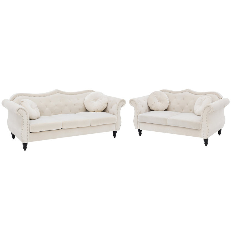 2 - Piece Velvet Living Room Set, Cream