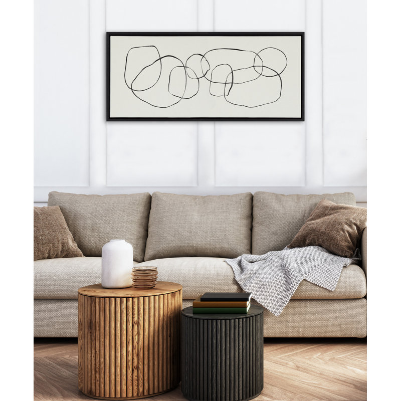 «Dancing Circles» par Teju Reval, reproduction d'art sur toile encadrée, Noir, H 18 po x l 40 po
