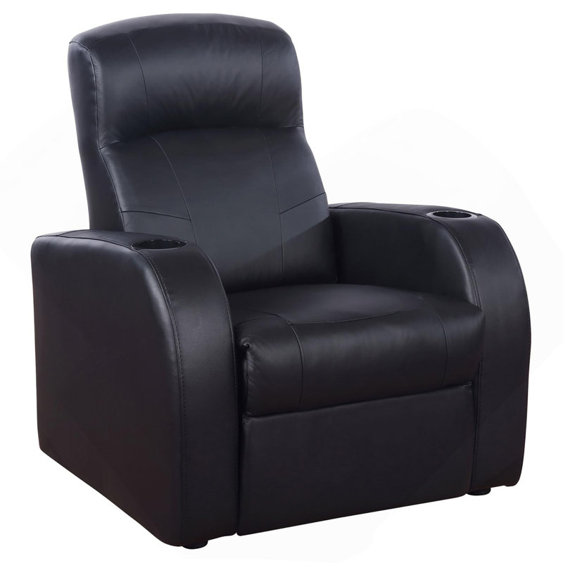 Fauteuil inclinable noir rembourré avec porte-gobelet