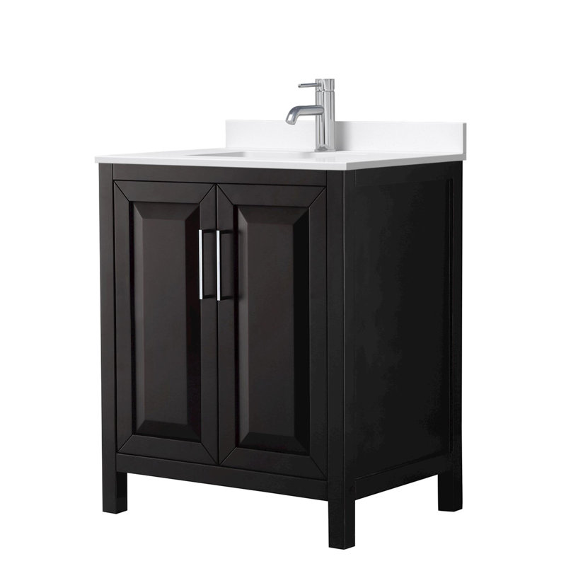 Daria 30'' W Vanity, White Quartz, Brown, Polished Chrome