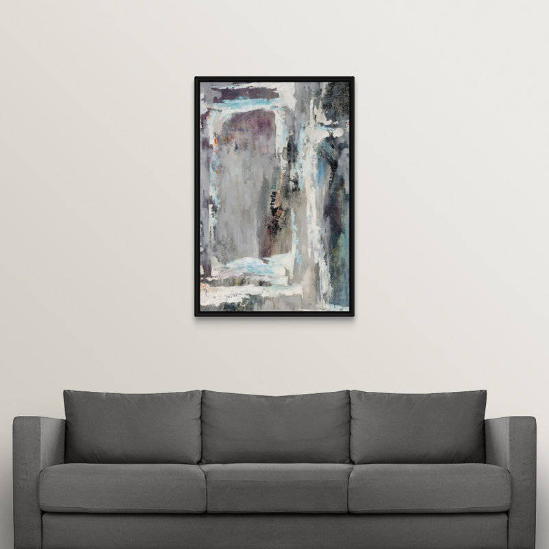 « diversifié », peinture sur toile, H 49,7 po x l 33,7 po x p 1,75 po, Cadre flottant noir