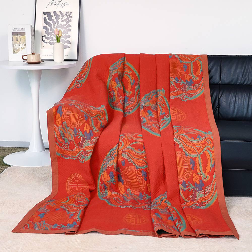 xwdhouse Retro Red Reversible 100% Cotton Throw Blanket Quilt | Wayfair