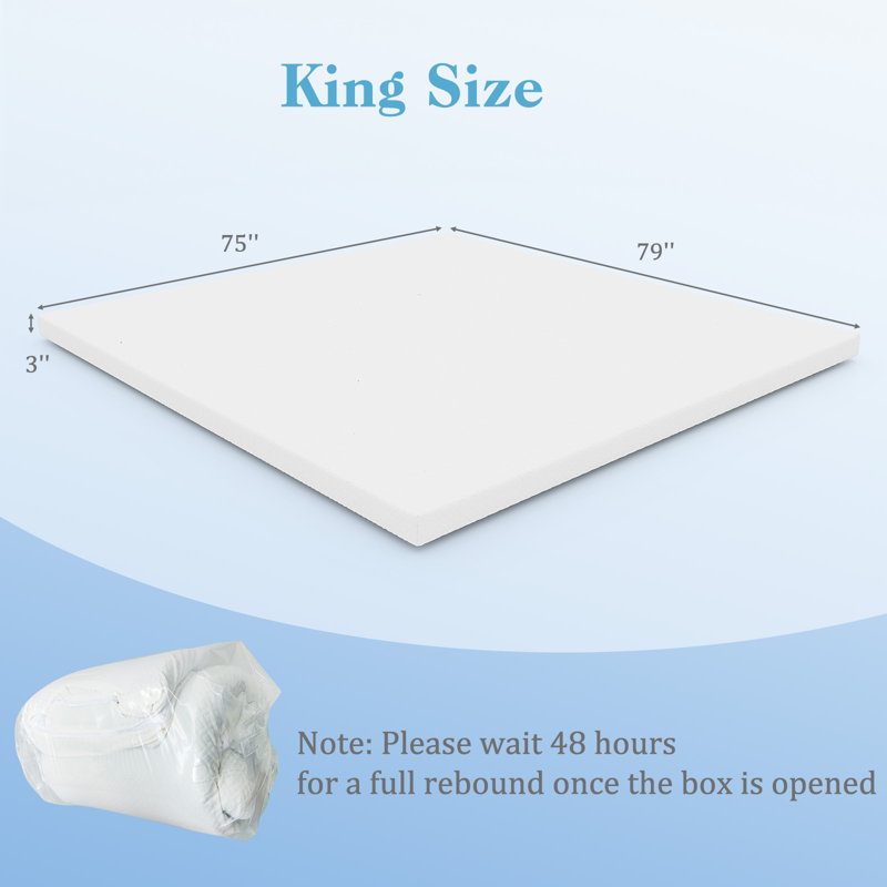 Alwyn Home 3" Gel-infused Memory Foam Mattress Topper With Removable & Washable Cover, King